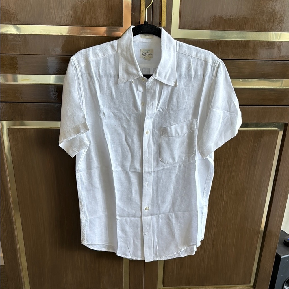 J. Crew White Linen Button Down Shirt